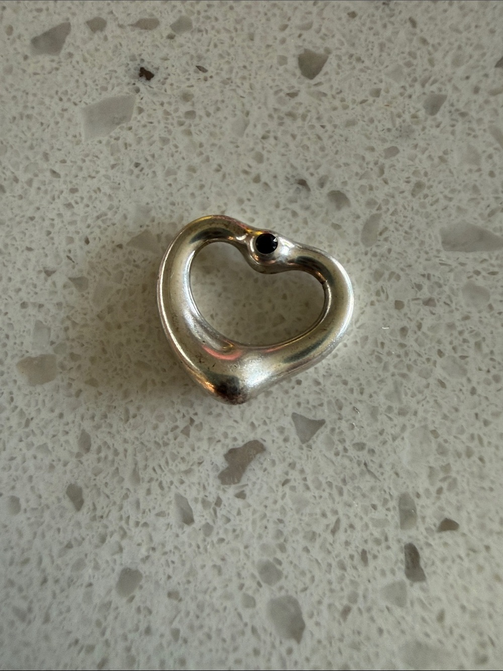 Tiffany & Co Elsa Peretti Open Heart Pendant w/ Black Stone